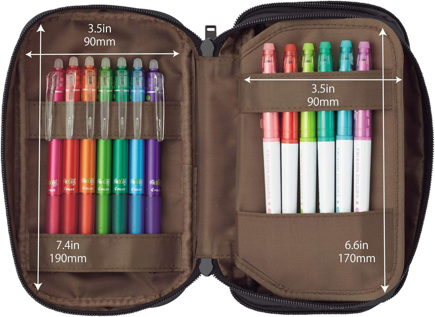 LIHIT LAB Large Capacity Triple Zipper Pencil Case For School Office College, Big Capacity 8 Compartments Pencil Bag Holder Adults Teen Boys Girls, Travel Cosmetics Storage, Black (A7556-24)