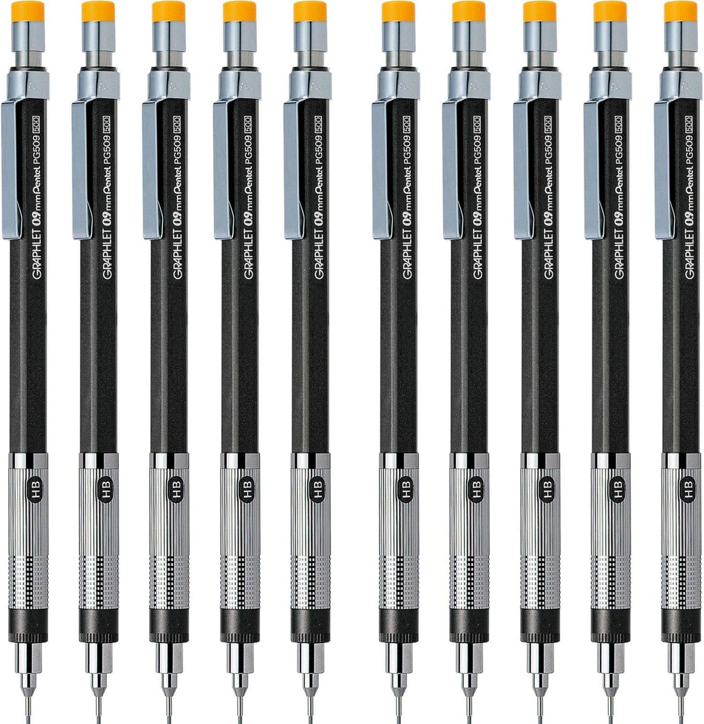 Pentel PG509-GD Mechanical Pencil, Graphlet, 0.04 inches (0.9 mm), 10 Pieces