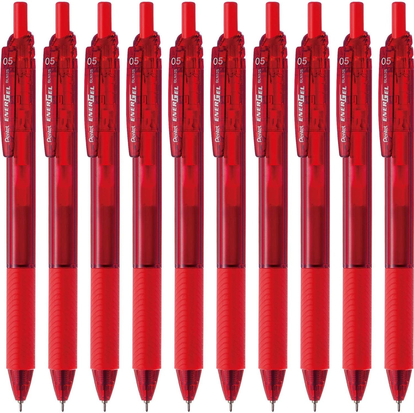 Pentel BLN125-B EnerGel Ink Ballpoint Pen, S, 0.02 inches (0.5 mm), Red, 10 Pieces
