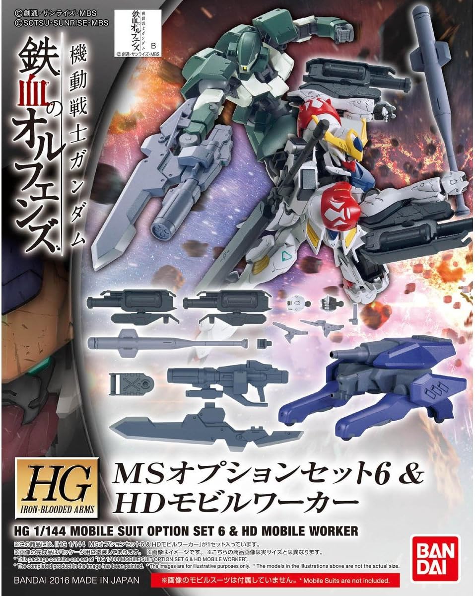 Bandai Hobby HG IBO 1/144 MS Option Set 6 & Mobile Worker Gundam IBO: Season 2 Building Kit