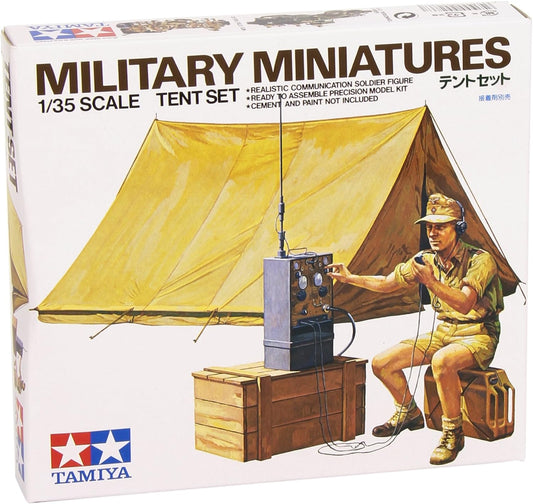 Tamiya German WWII Africa Corps Tent Set with Figure 1:35 Military Plastic Model Assembly Kit