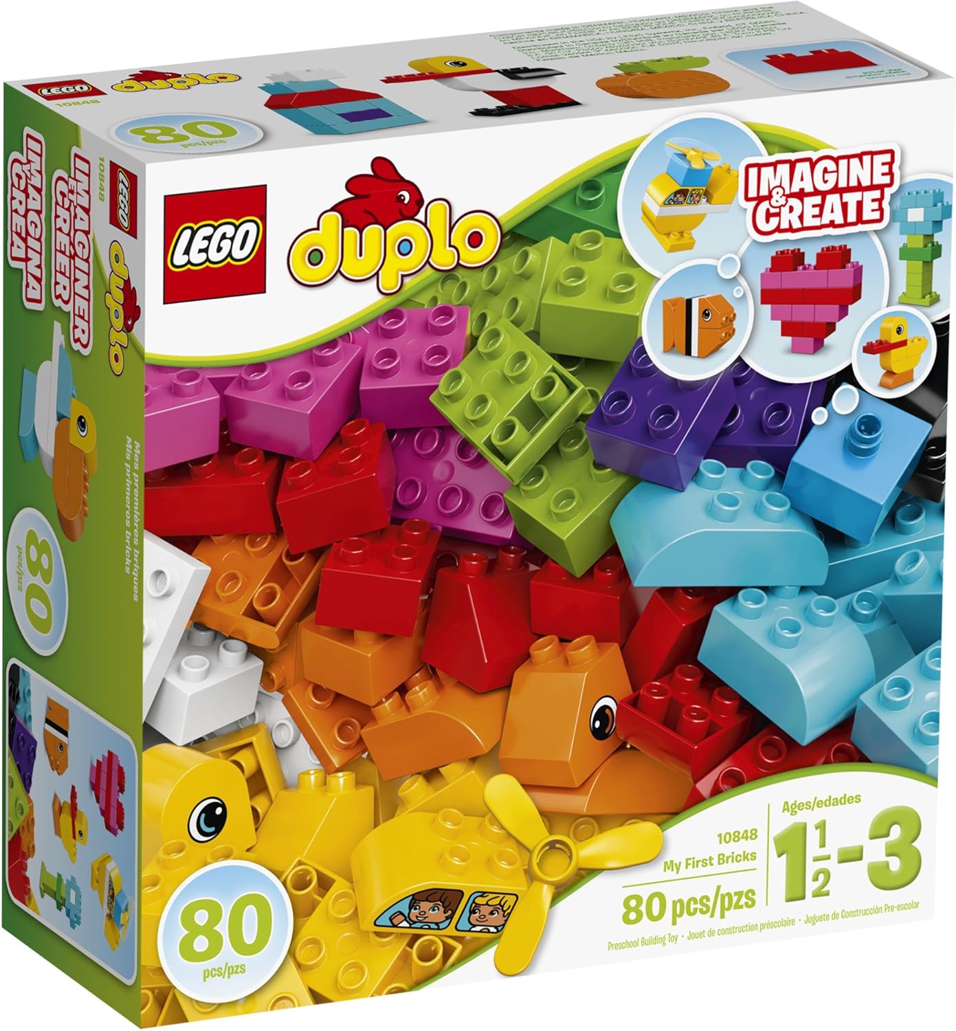 LEGO DUPLO My First Bricks 10848 Colorful Toys Building Kit for Toddler Play and Pretend Play (80 Pieces)