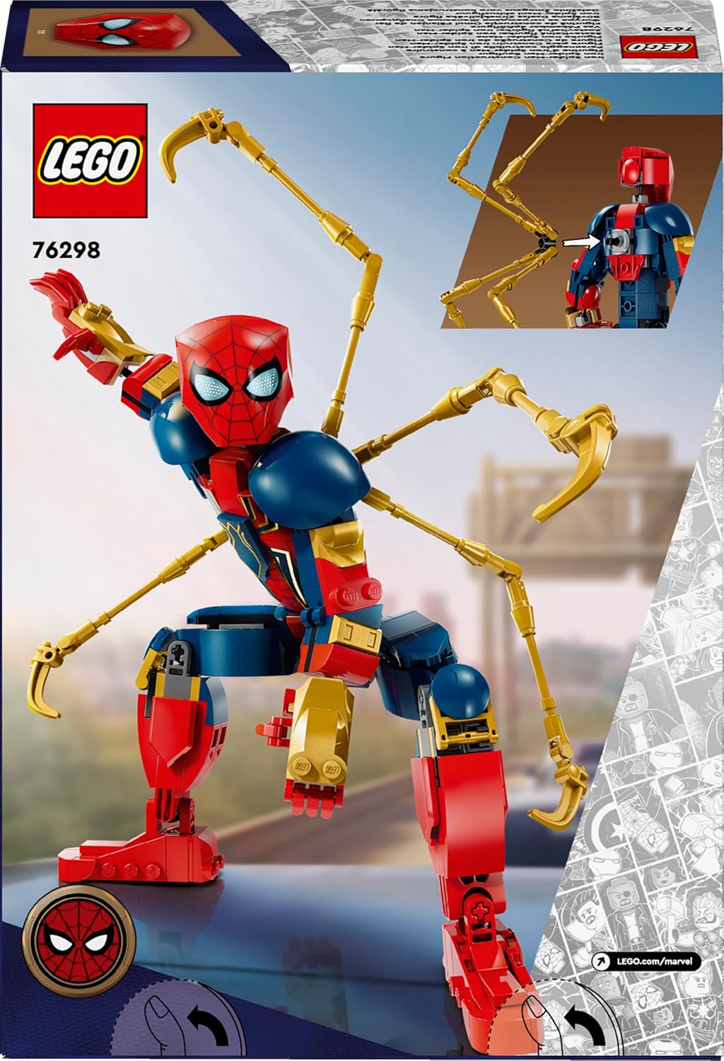 LEGO Marvel Building Figure - Iron Spider-Man, Superhero Toy for Kids, Movable Construction Toy with Armor Building Set, Gift Idea for Boys and Girls from 8 Years 76298