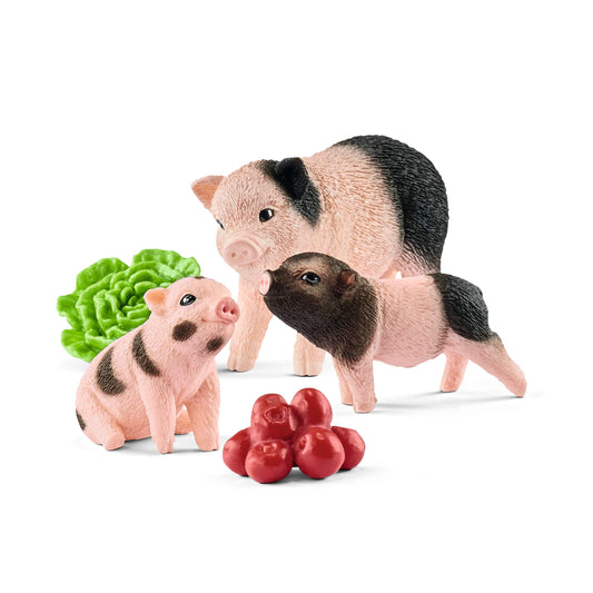 Schleich Farm World, Farm Animal Toys for Kids, Miniature Pig Mother and Piglets 5-piece Set, Ages 3 and up