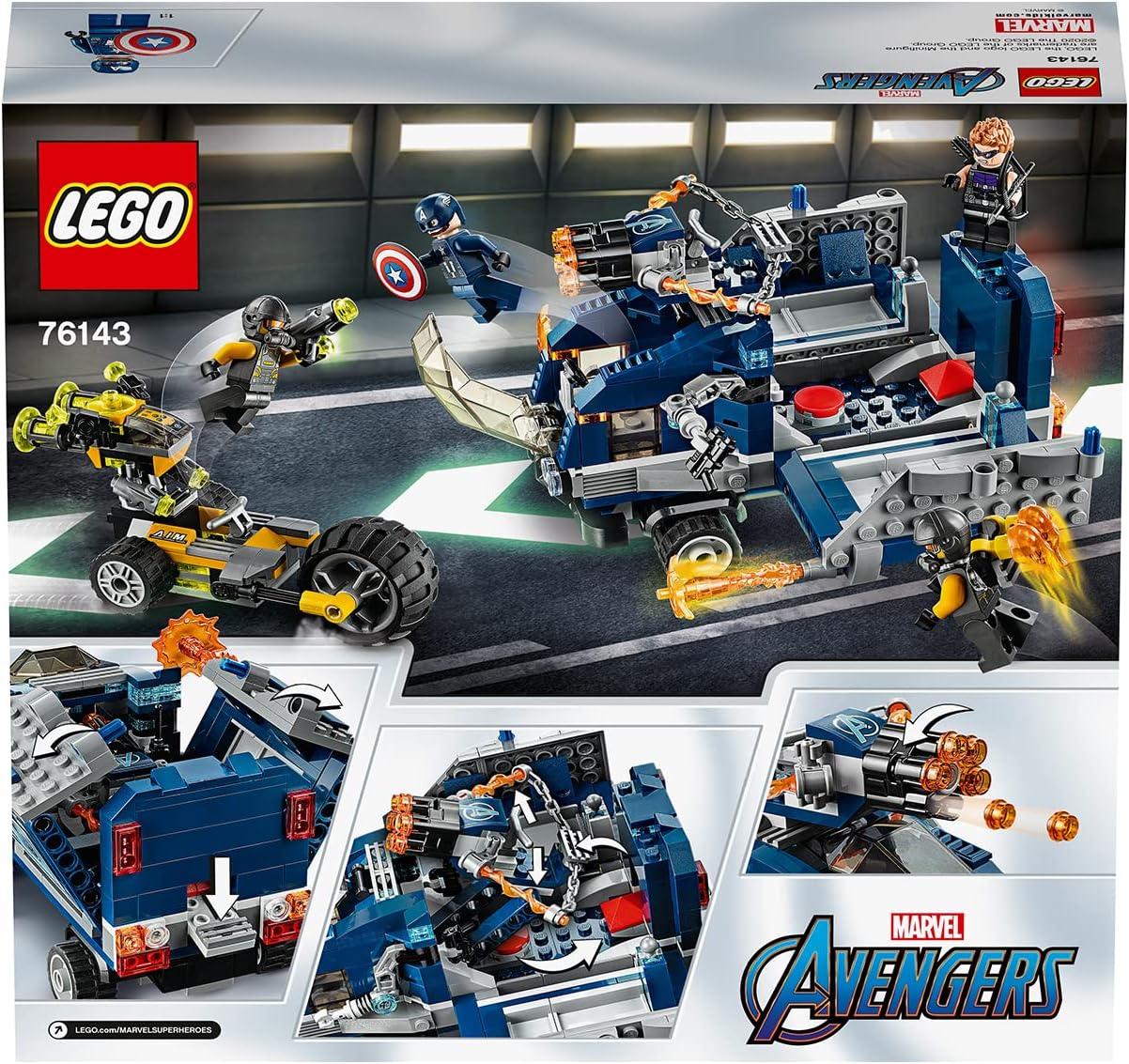 LEGO 76143 Marvel Avengers Superhelden - Truck-Festnahme Set Der Fall mit Captain America und Hawkeye Minifiguren