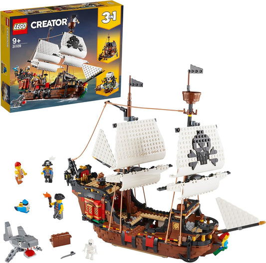 LEGO Creator 3in1 Pirate Ship 31109 set with pirate minifigures and buildable models