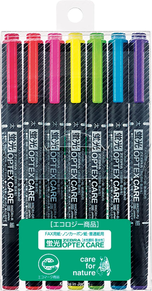 ZEBRA WKCR1-7C Highlighter Optex Care 7 Colors