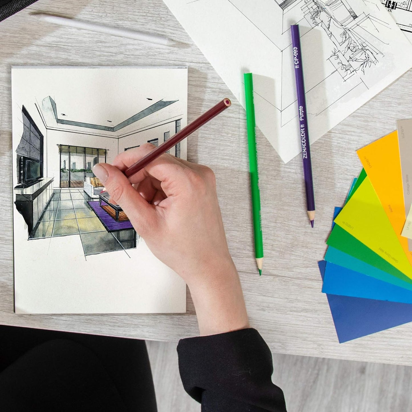 Zenacolor 120 Watercolor Pencils, Numbered, with Brush and Case - Watercolor Pencils Set - 120 Professional, Soluble, Different Color Pencils