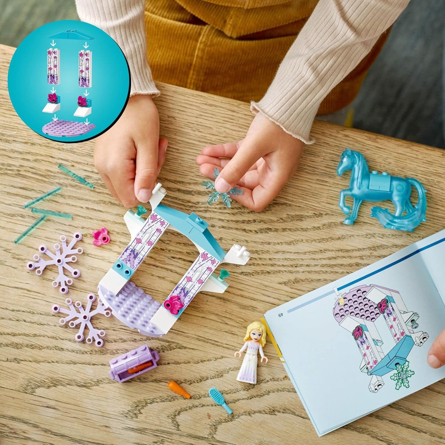 LEGO 43209 Disney Elsa and The Ice Stable Nokia Frozen Buildable Toy with Mini Dolls and Horse Figure