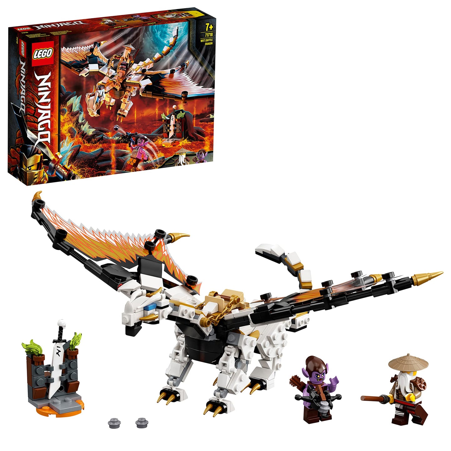 LEGO 71718 NINJAGO Wu's Battle Dragon Toy with Master Wu & Gleck Minifigures