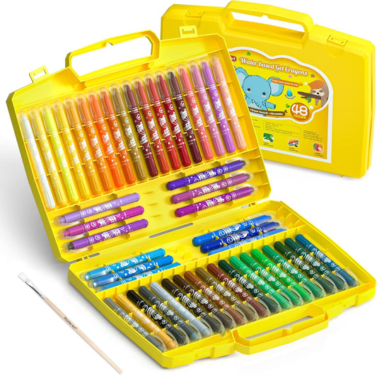 Shuttle Art Crayons Set of 48 Drawable Water-Based Washable Marker Pens