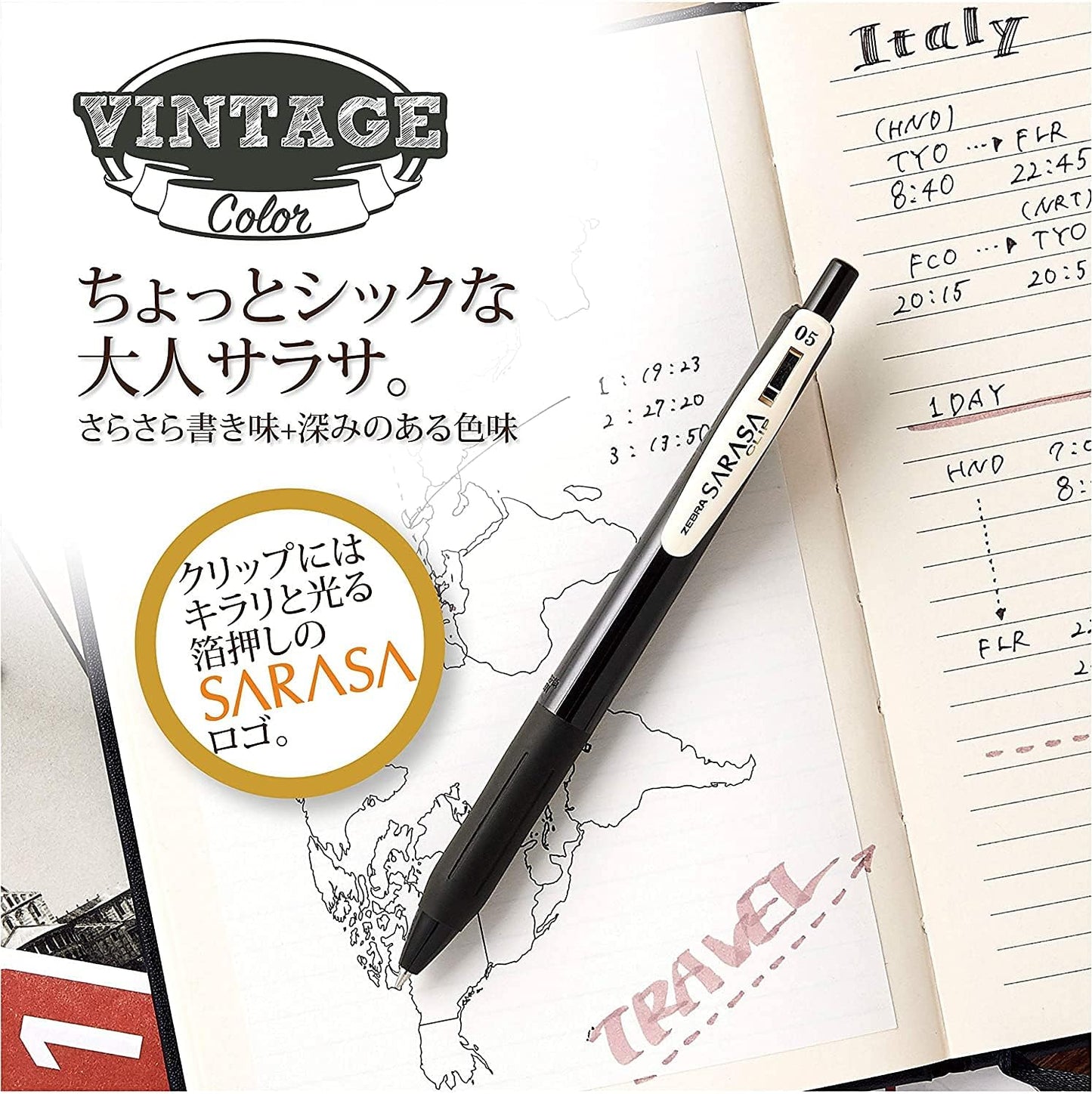 ZEBRA JJ15-5C-VI2-CATC Sarasa Clip Vintage Color 0.5mm Cat 5 Color Set B