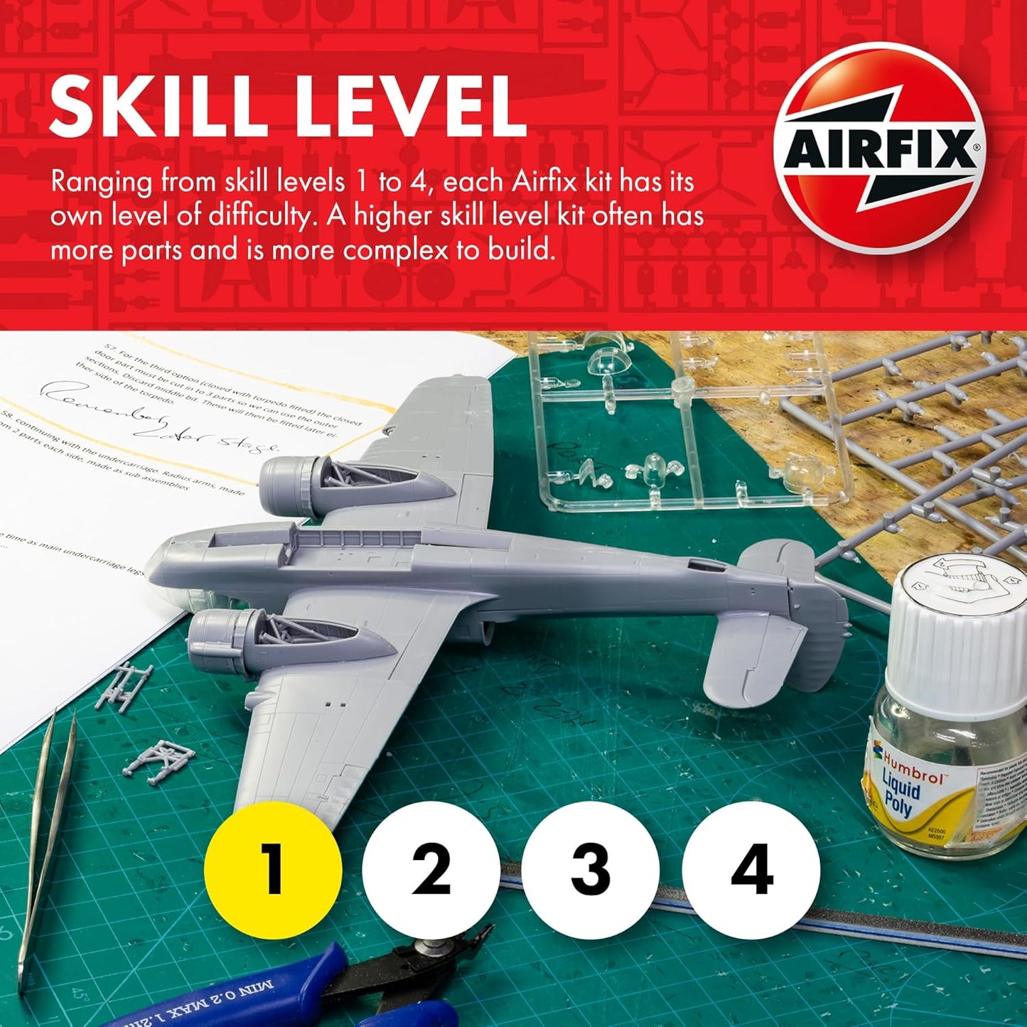 Airfix A01071B Supermarine Spitfire Mkia 1:72 Model Building Kit (36 Piece), Multicolor