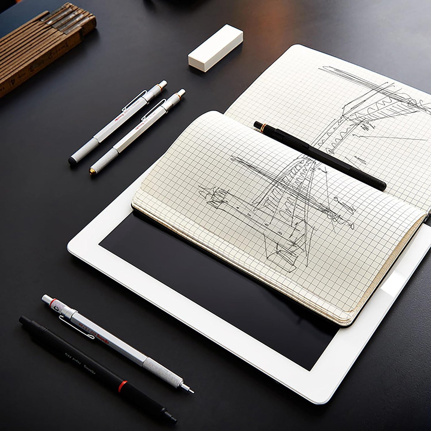 rOtring Rapid Pro Mechanical Pencil, 0.5 mm, Matte Black Finish, Precision Writing and Sketching Instrument with Comfortable Grip