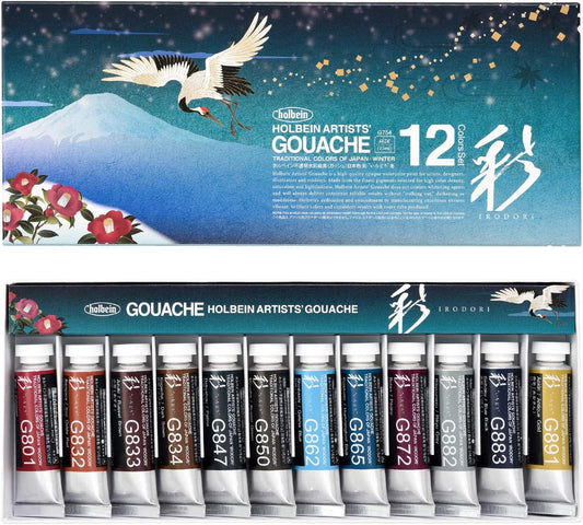 Holbein Irodori Artist Gouache - Winter, Set of 12, 15 ml, Tubes