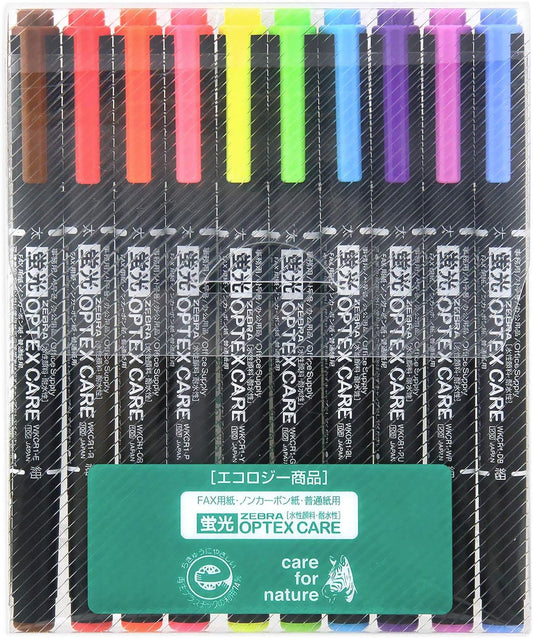 ZEBRA WKCR1-10C Highlighter, Optex Care, 10 Colors