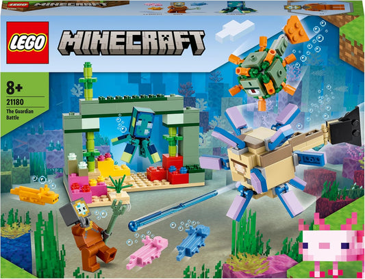 LEGO Minecraft The Guardian Battle 21180 Underwater Adventure Playset with Guardian, Elder Guardian, and Diver figures