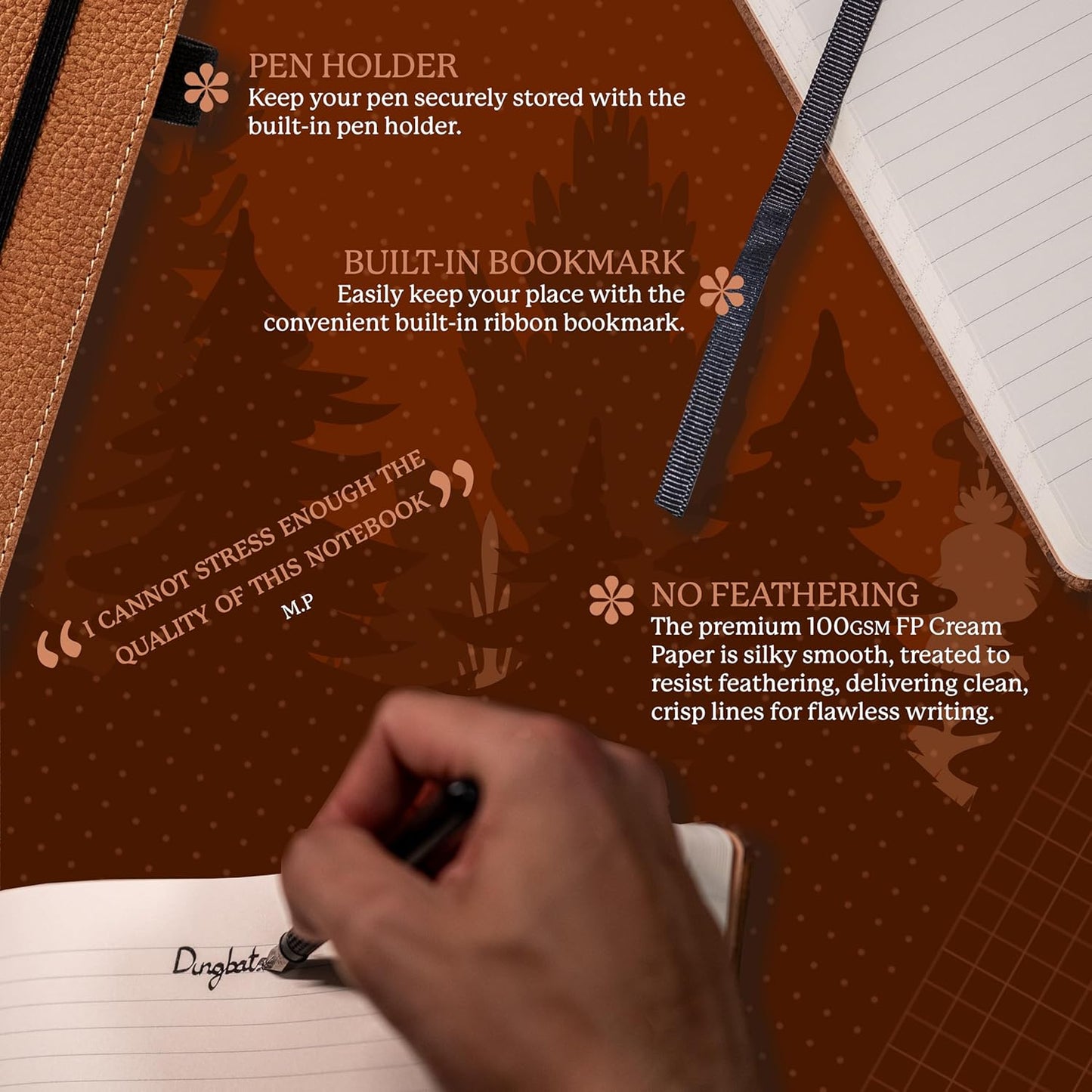 Dingbats* - Wildlife Squared Extra Large A4 Notebook - PU Leather Hardcover Journal for Work, Writing - Pocket, Elastic Closure, Pen Holder, Bookmark