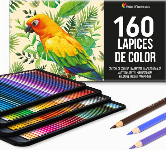 Zenacolor 160 Colored Pencils Set Color Pencils For Artists With Cardboard Case - Professional Art Supplies Coloring Pencils for Adult Coloring Book and More
