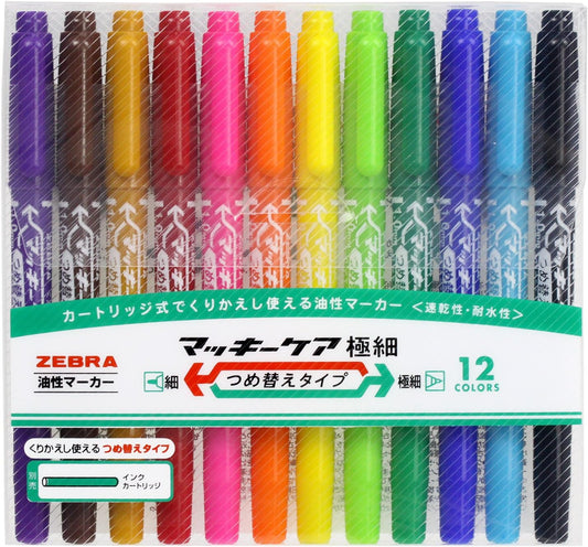 ZEBRA 12 Color Set McKee Care Extra fine Refill YYTS5-12C (Japan Import)