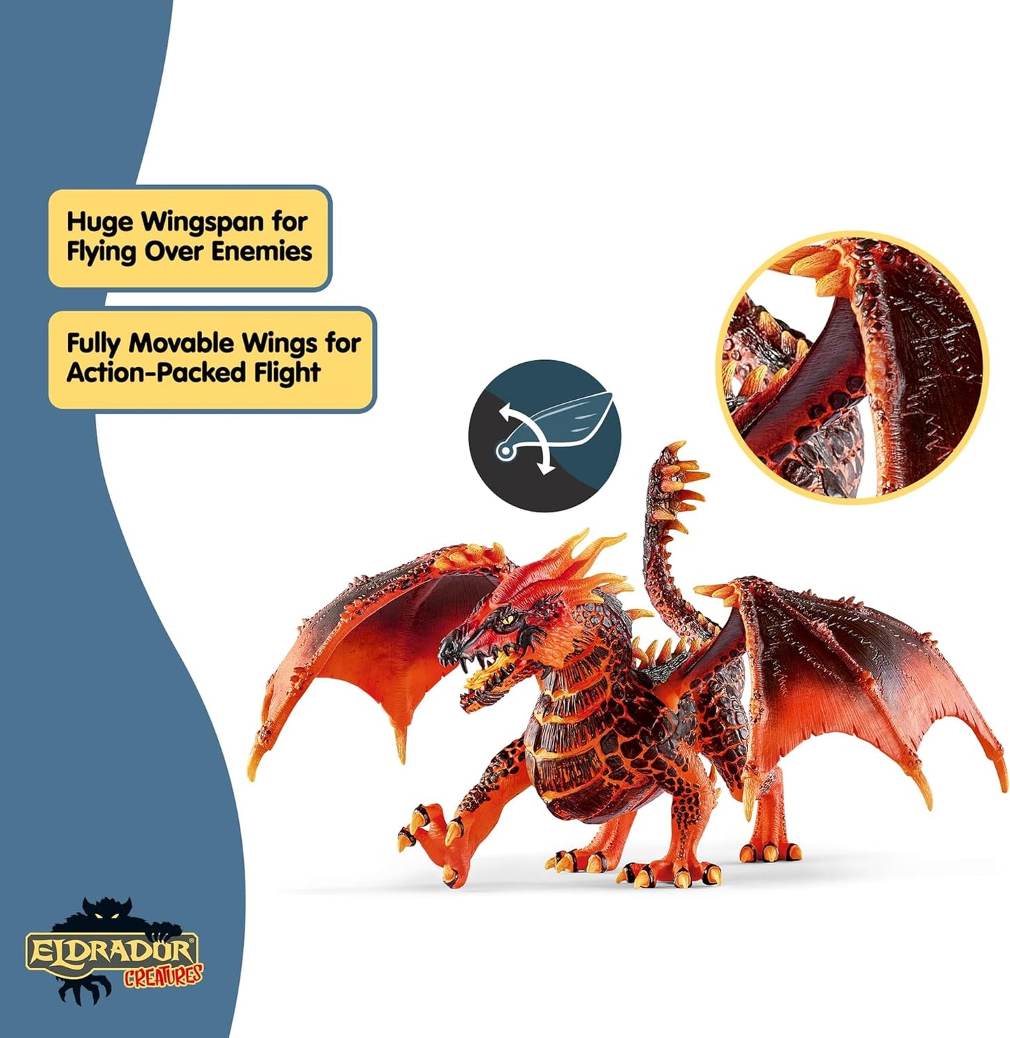 schleich ELDRADOR CREATURES - Lava Dragon, ELDRADOR CREATURES Red Dragon Toy Figurine with Moveable Wings, For Children Ages 7+