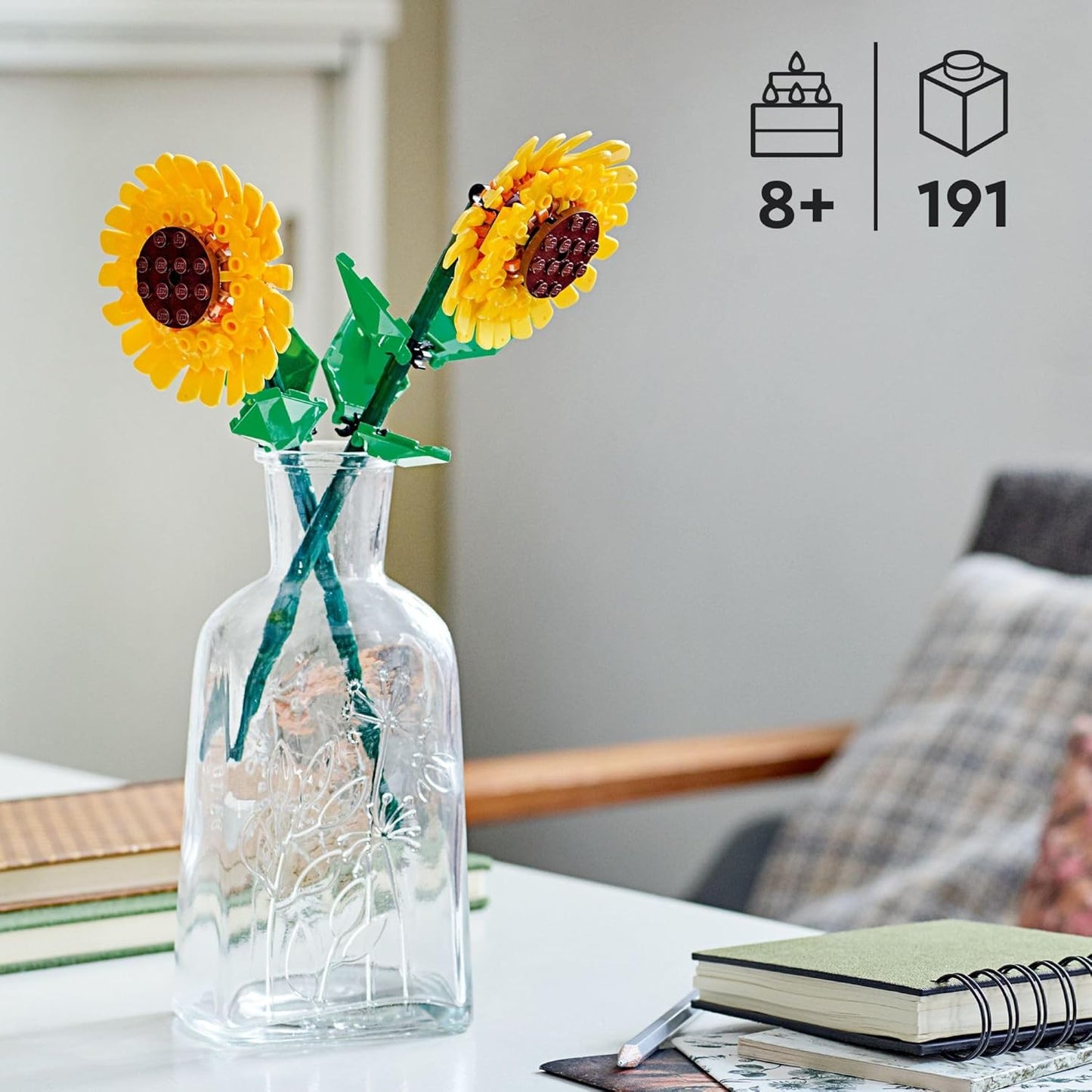 LEGO Sunflowers - Building Toy for Kids, Girls and Boys Ages 8+ - Artificial Sunflowers for Home Decor and Display - Gift for Her and Him - 40524