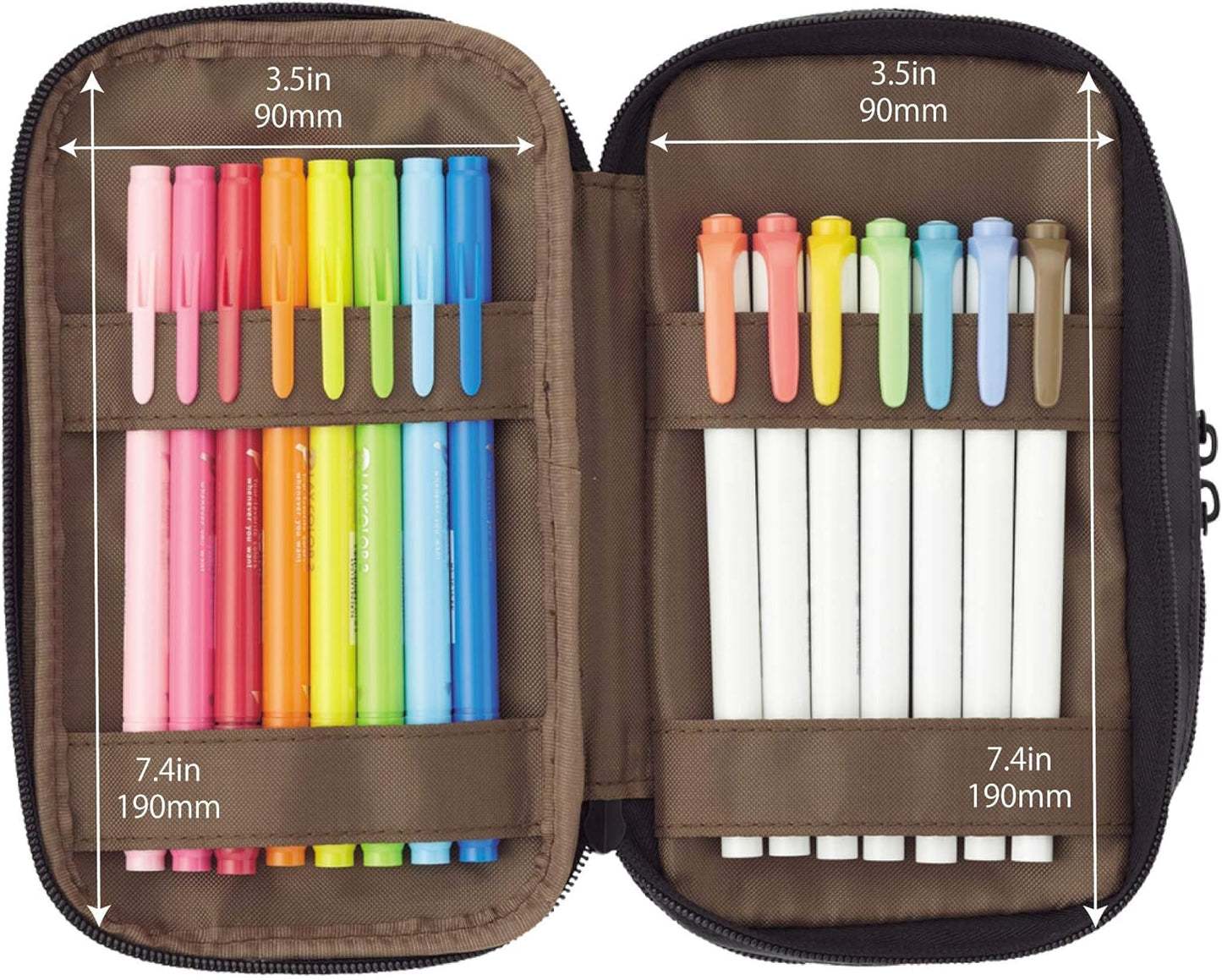 LIHIT LAB Large Capacity Triple Zipper Pencil Case For School Office College, Big Capacity 8 Compartments Pencil Bag Holder Adults Teen Boys Girls, Travel Cosmetics Storage, Black (A7556-24)