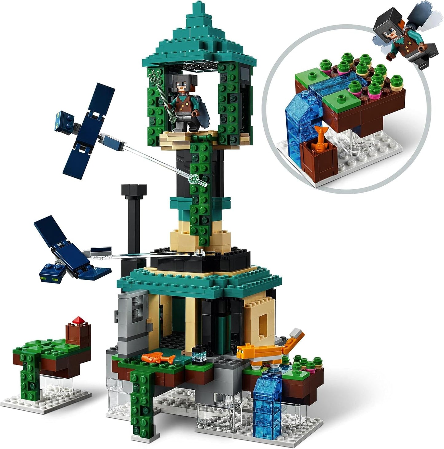 LEGO 21173 Minecraft Tower of The Sky Toy for Boys and Girls with PILOT Figures, Cat and 2 Flying Phantoms