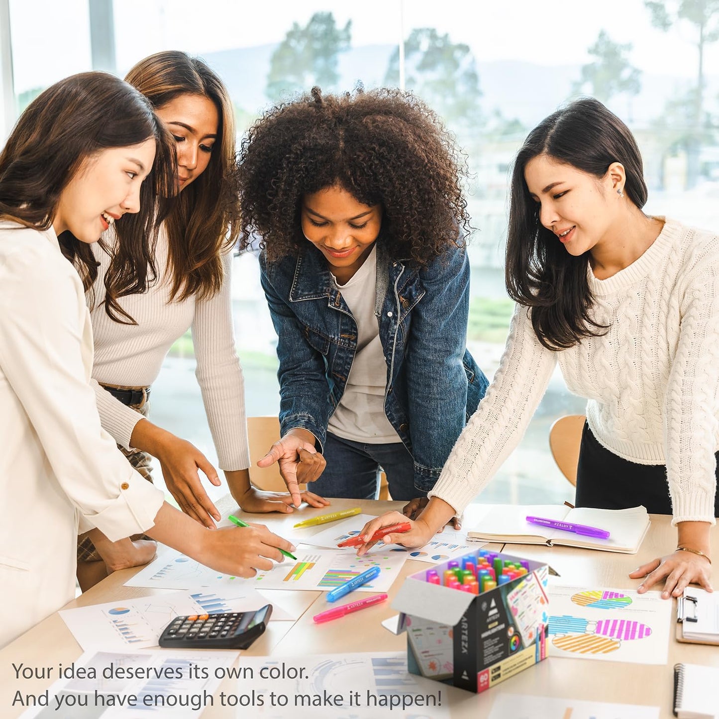 Arteza Fluorescent Markers, Bulk Pack of 60, Color Markers Bulk Pack, Chisel Tip (Thin and Thick)