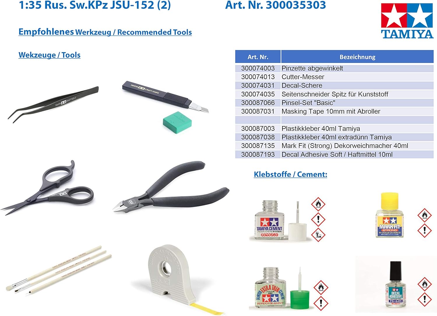 Tamiya JSU-152 Russian Heavy Self-Propelled Gun Scale Model Kit