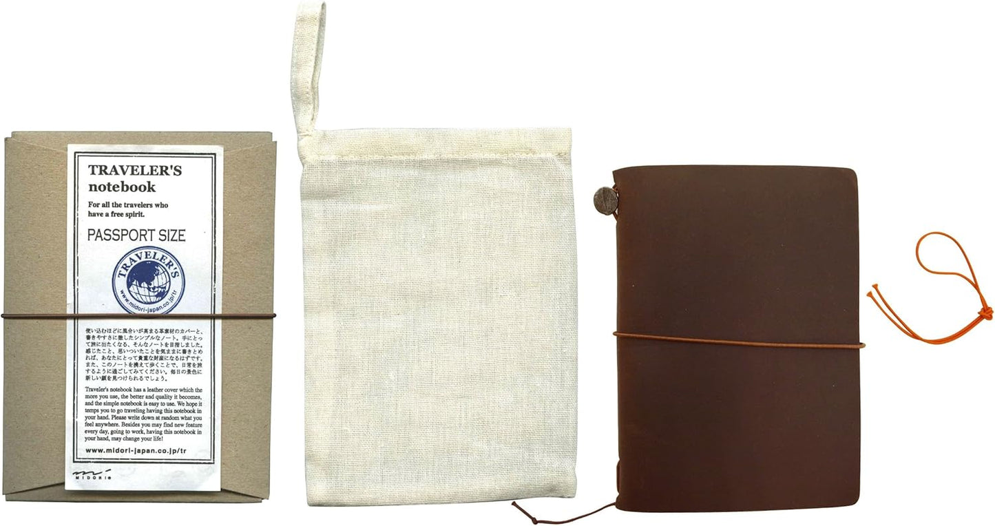 Midori Traveler's Notebook Journal Passport Size - Brown