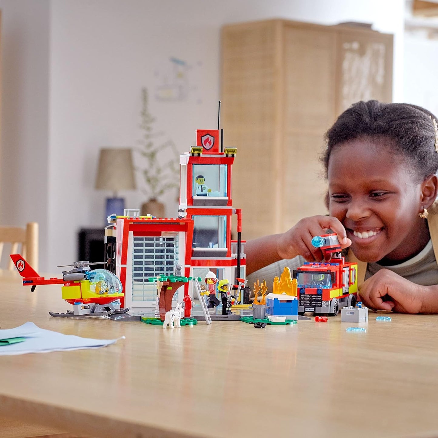 Lego City Fire Station Set 60320 with Garage, Helicopter & Fire Engine Toys Plus Firefighter Minifigures, Emergency Vehicles Playset, Gifts for Kids Age 6 Plus