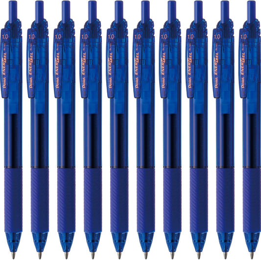 Pentel BL130-C Gel Ink Ballpoint Pen, EnerGel S, 0.04 inch (1.0 mm), Blue, 10 Pieces
