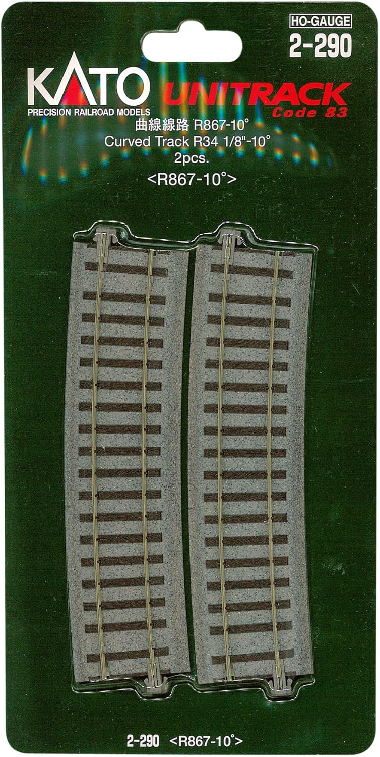 Kato USA Inc. HO 867mm 34-1/8 Radius Curve 10-Degree 2 KAT2290 HO Track