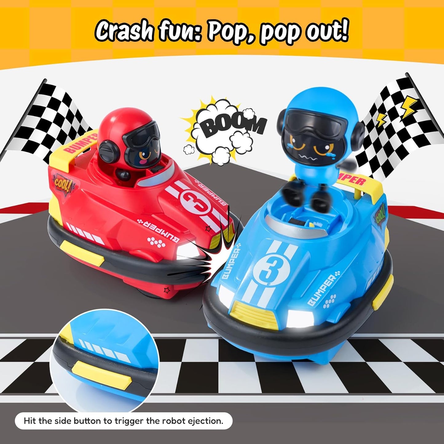 Toddler Remote Control Car for Kids, 2pk RC Ejecting Bumper Car, Boys Remote Control Car Set with Music and LED Lights, Bumper Car Toy of 2 Pcs Birthday Gifts for 12+ Months Toddler Girls Boy Toys