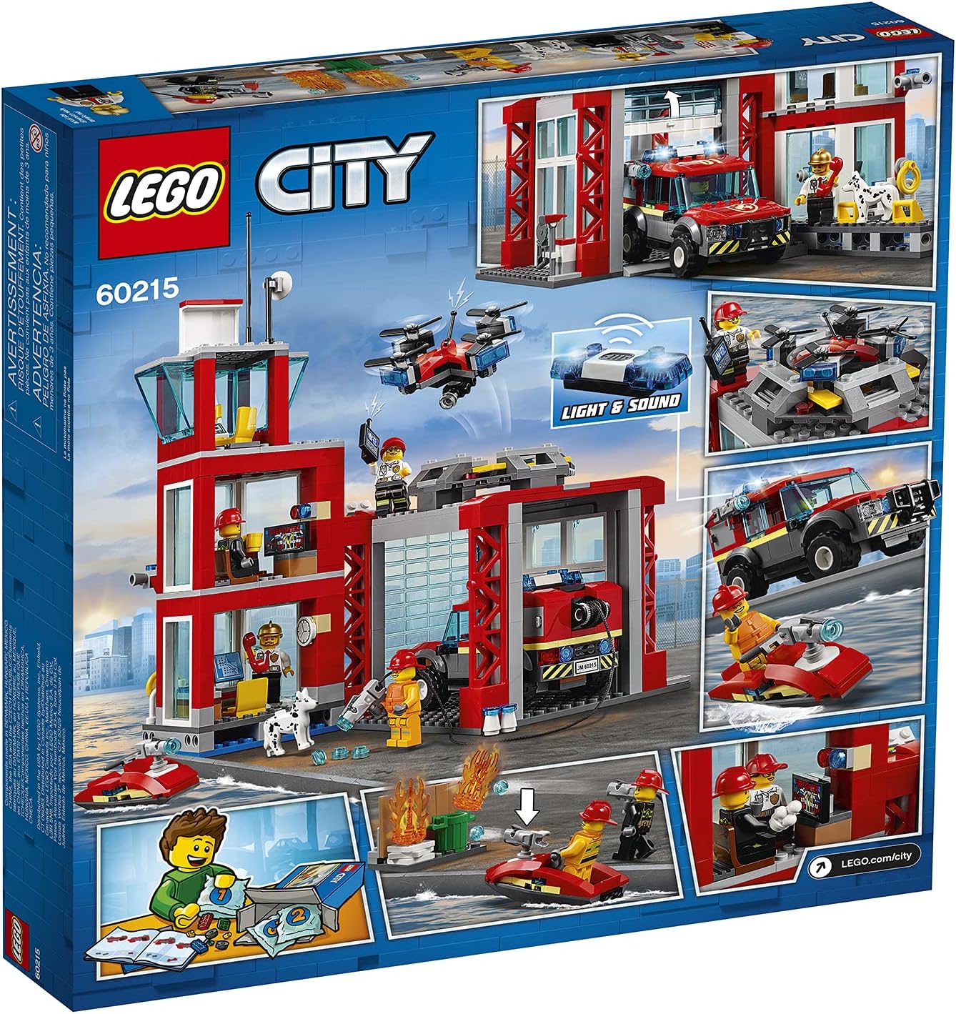 City Fire Station Building Set, Fire Toy Truck Water Scooter & Drone, Firefighter Toys for Kids