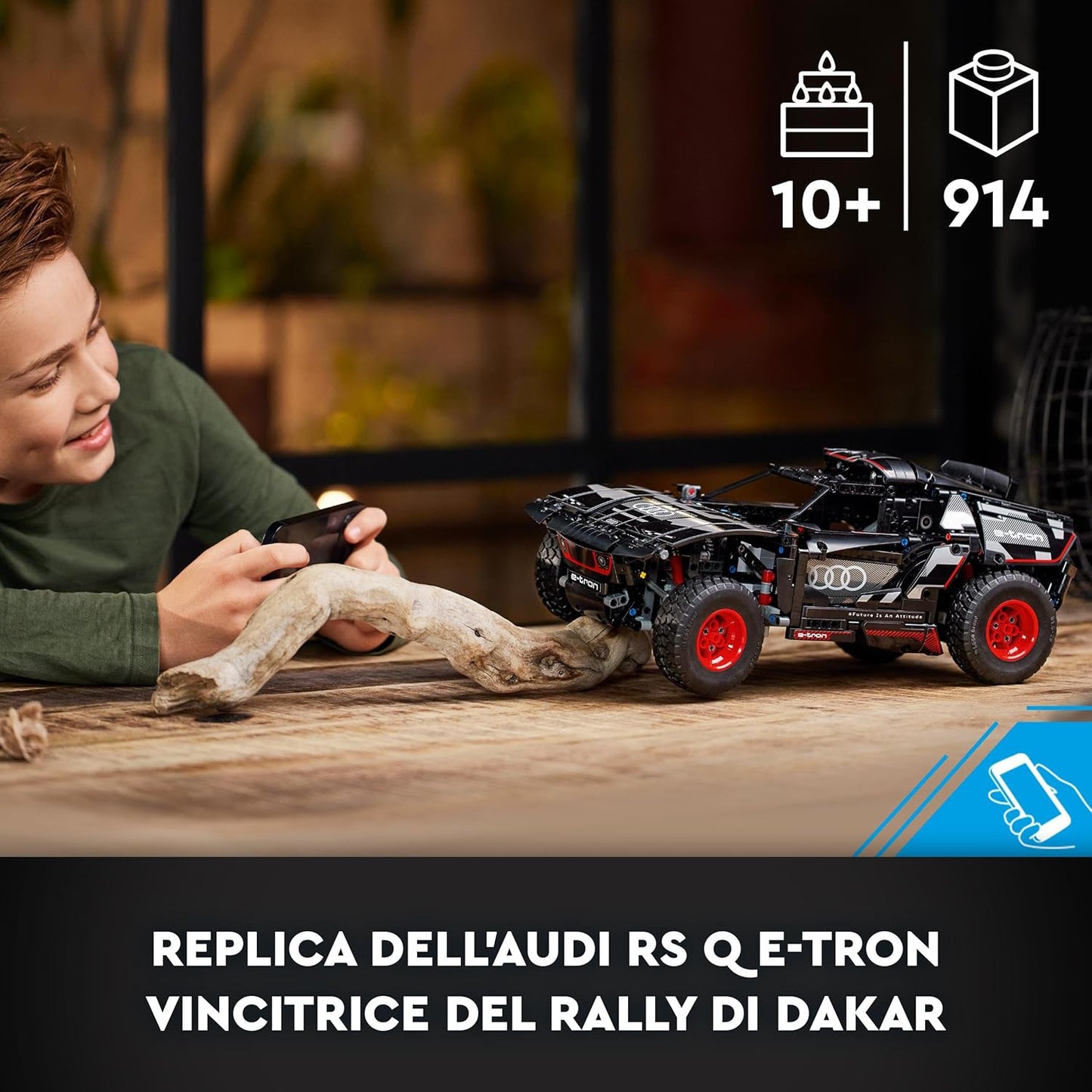 Lego Technic Audi RS Q e-tron 42160 Advanced Building Kit for Kids Ages 10 and Up, This Remote Controlled Car Toy Features App-Controlled Steering and Makes a Great Gift for Kids Who Love Engineering