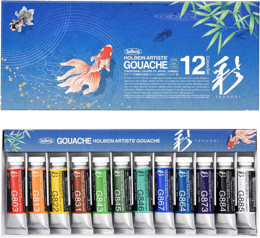 Holbein Irodori Artist Gouache - Summer, Set of 12, 15 ml, Tubes