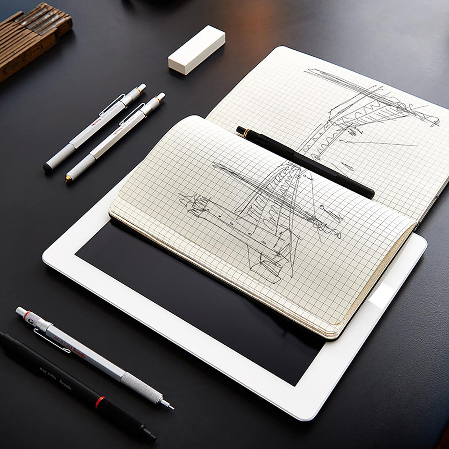 rOtring 800+ Mechanical Pencil and Touchscreen Stylus, 0.5 mm, Black