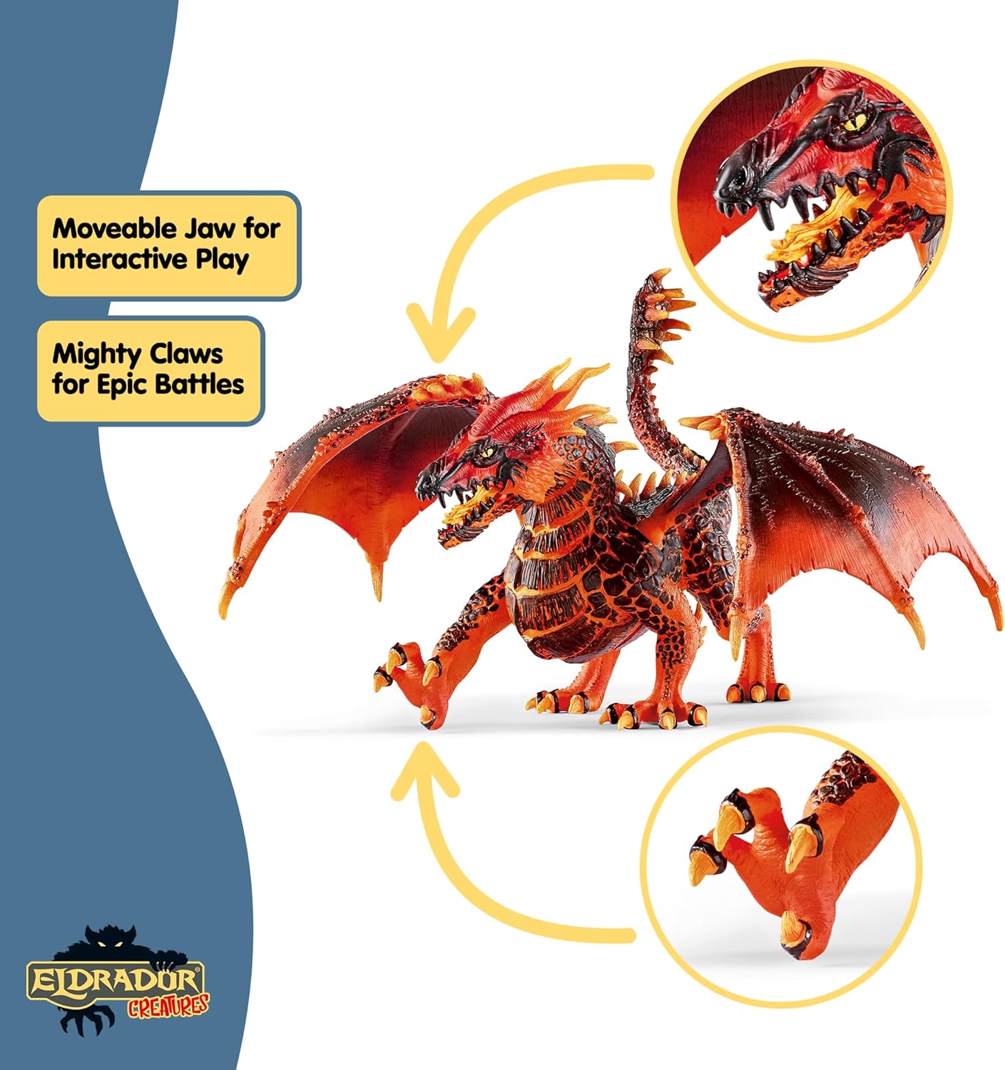 schleich ELDRADOR CREATURES - Lava Dragon, ELDRADOR CREATURES Red Dragon Toy Figurine with Moveable Wings, For Children Ages 7+