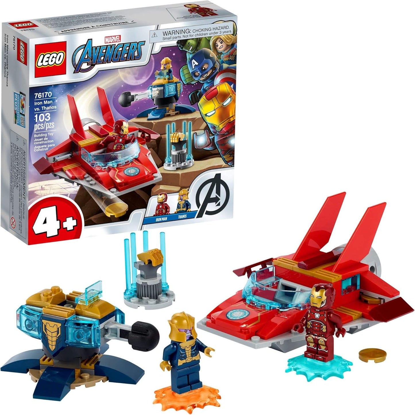 LEGO Marvel Avengers Iron Man vs. Thanos 76170 Cool, Collectible Superhero Building Toy for Kids Featuring Marvel Avengers Iron Man and Thanos Minifigures, New 2021 (103 Pieces)