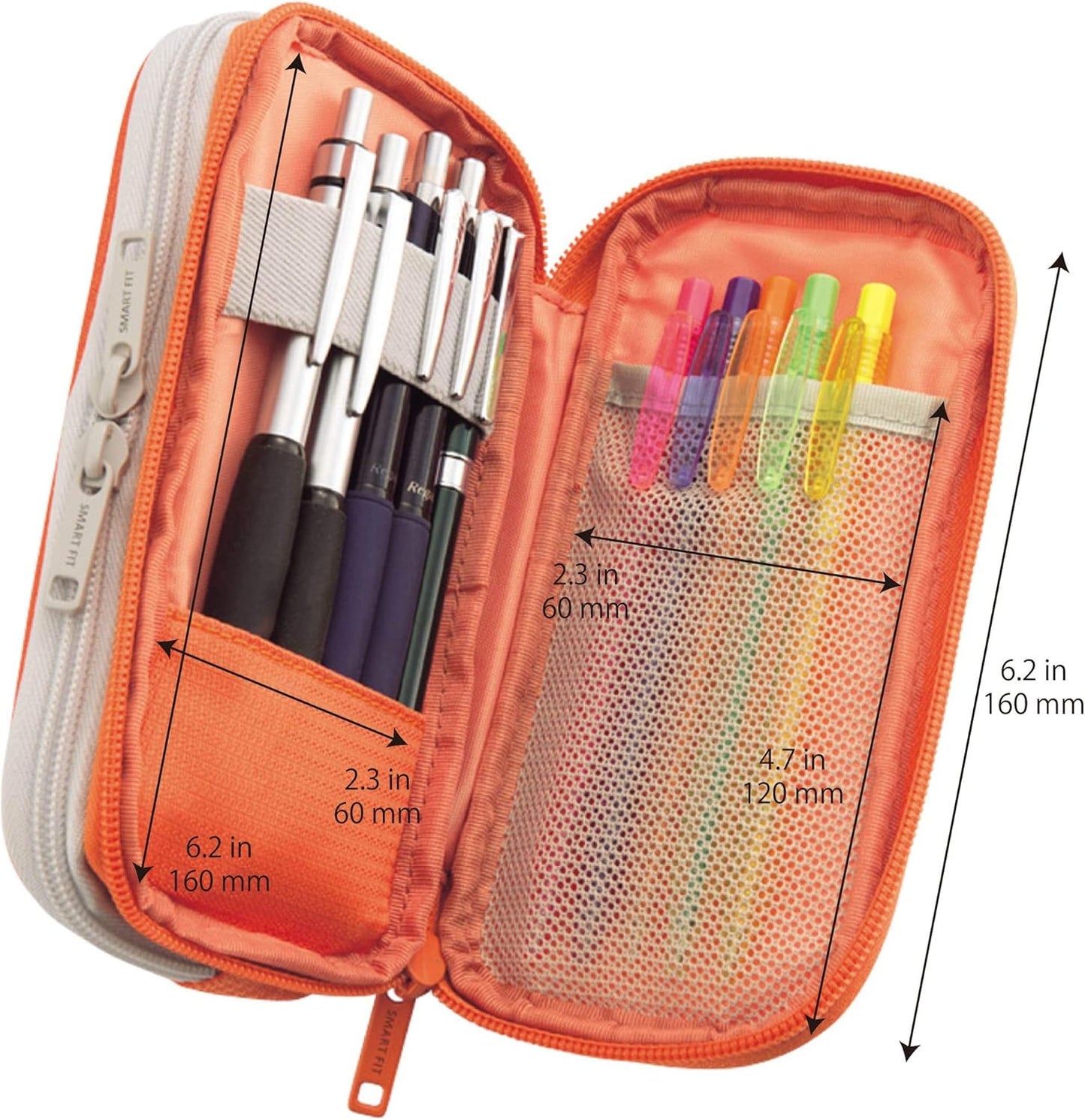 LIHIT LAB Double Pen Case, 3.3 x 6.9", Black (A7660-24)