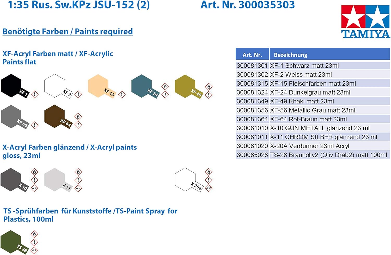 Tamiya JSU-152 Russian Heavy Self-Propelled Gun Scale Model Kit