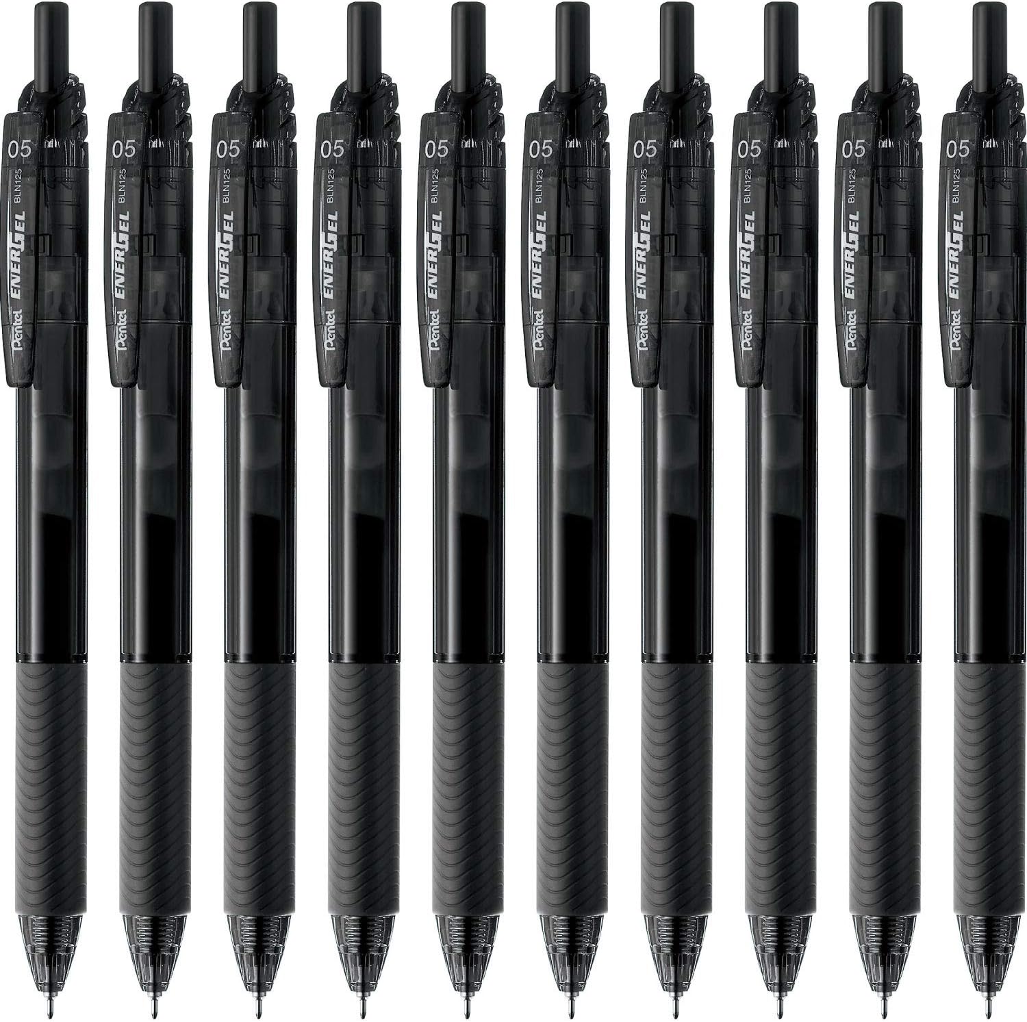 Pentel EnerGel S Gel Ink Pen 0.5mm Black – Pack of 10 (BLN125-A)