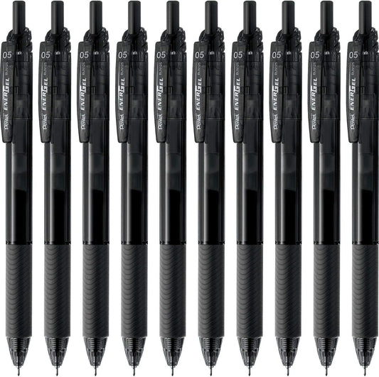 Pentel EnerGel S Gel Ink Pen 0.5mm Black – Pack of 10 (BLN125-A)