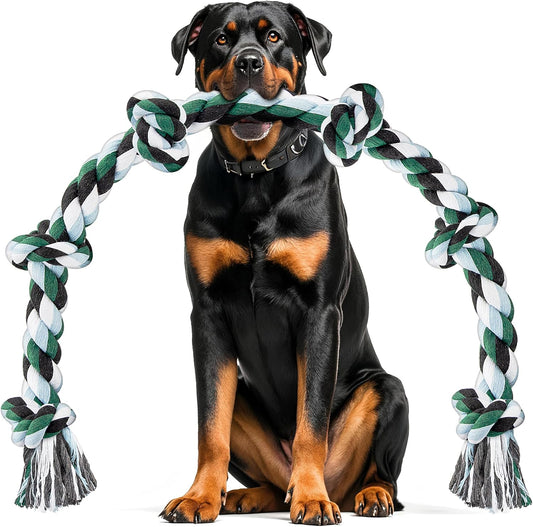 Ycozy XXL 6-Knot Dog Rope Toy for Large Dogs Aggressive Chewers 40in Heavy Duty Dog Teething Chew Toy Puppy Almost Indestructible Cotton