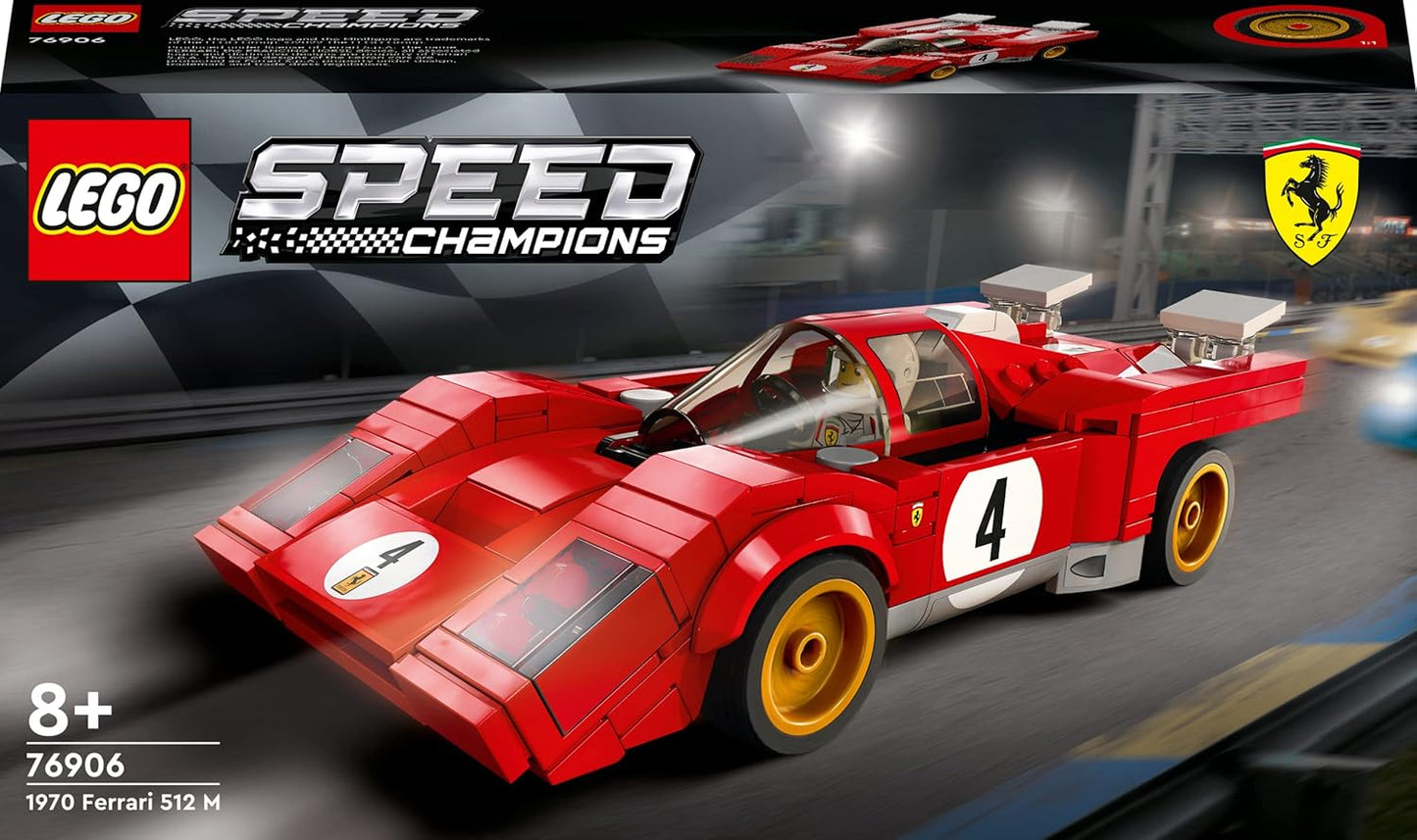 LEGO Speed Champions 1970 Ferrari 512 M 76906 Building Set - Sports Red Race Car Toy, Collectible Model Building Set with Racing Driver Minifigure, Gift for Grandchildren, Boys, Girls and Kids Ages 8+