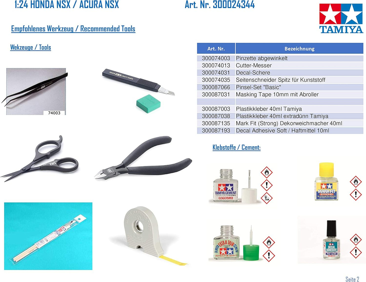 Tamiya 24344 1/24 Honda NSX Plastic Model Kit