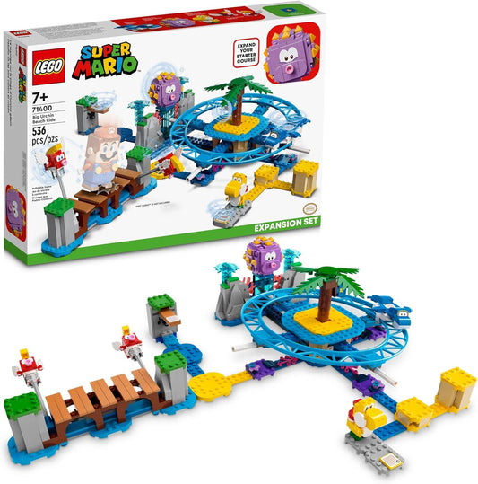 LEGO Super Mario Big Urchin Beach Ride Expansion Set 71400 building kit with 536 pieces and collectible characters