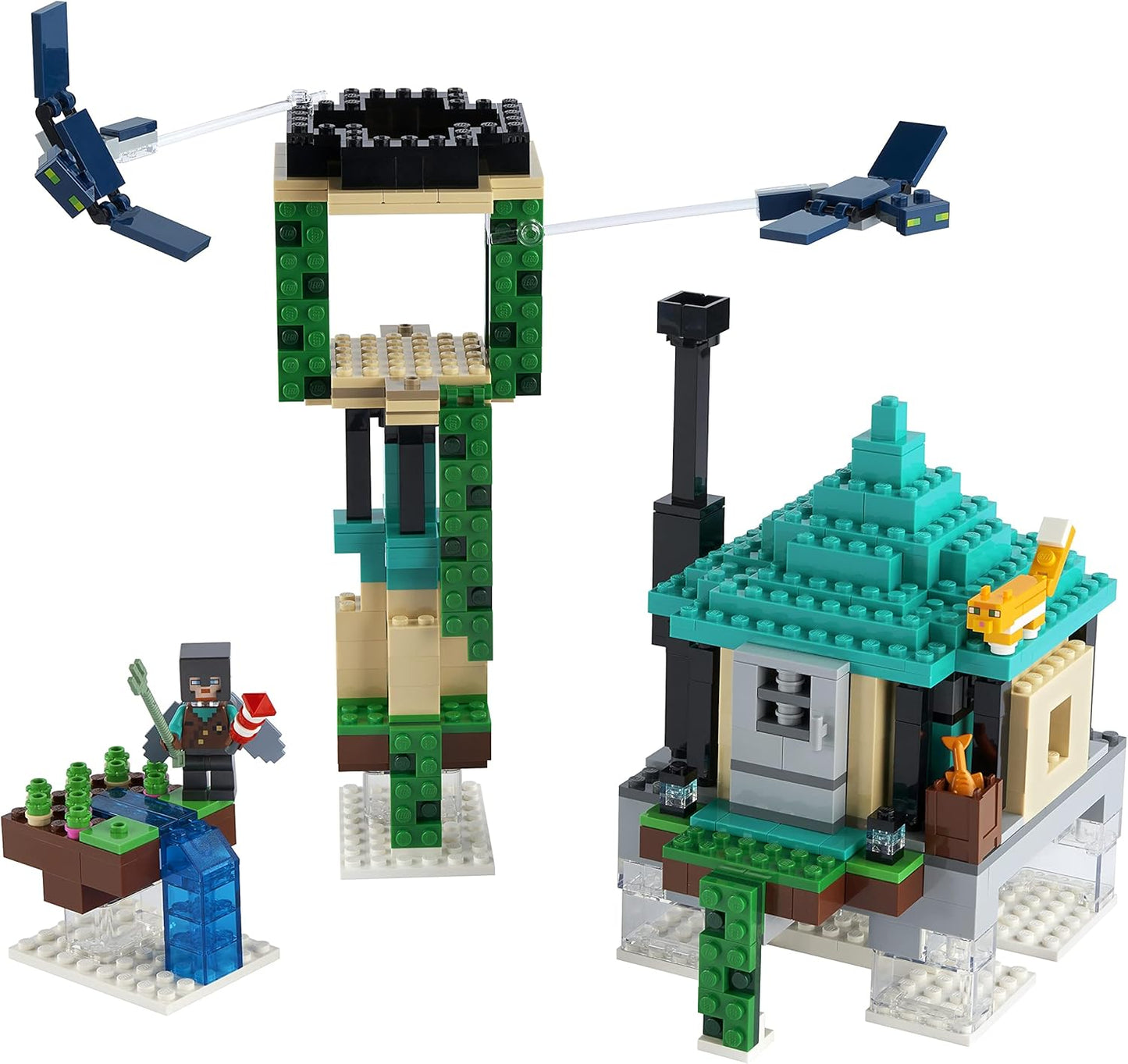 LEGO 21173 Minecraft Tower of The Sky Toy for Boys and Girls with PILOT Figures, Cat and 2 Flying Phantoms